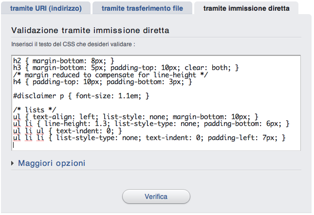 Modulo di Validazione tramite immissione diretta