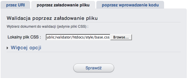 Walidacja poprzez załadowanie pliku